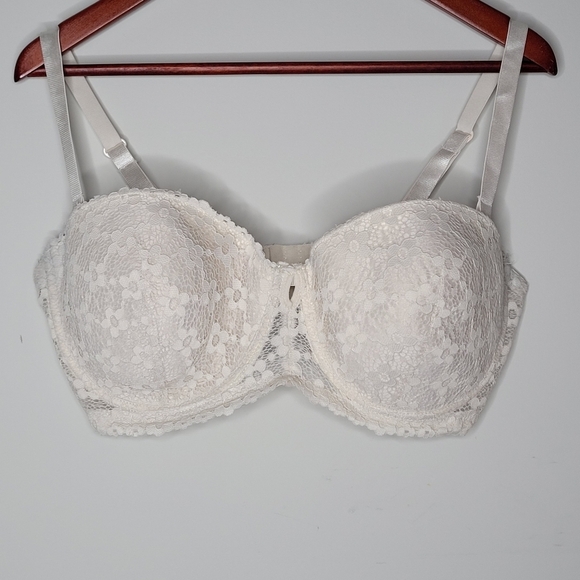 Rene Rofe Cream underwire Bra floral lace overlay 42D - Picture 2 of 11